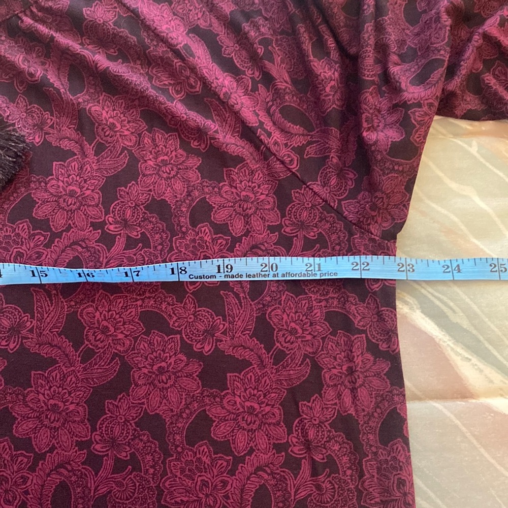 Banana Republic wine & black dress w keyhole neck & fringe tie L NWT PTP 23 - Picture 10 of 16
